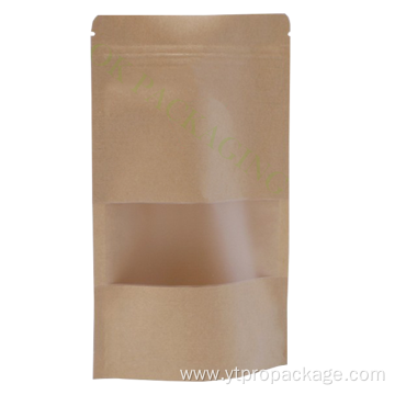 kraft paper bag with window and zipper